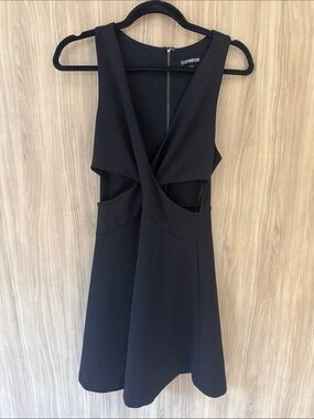 Express Black Sleeveless Cutout A-Line Mini Dress